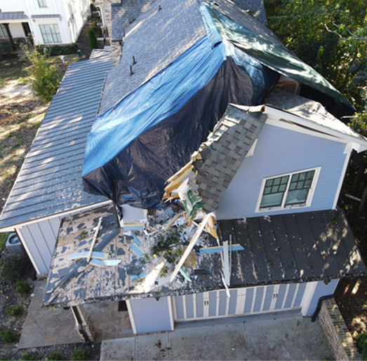 Roof damaged by heavy winds