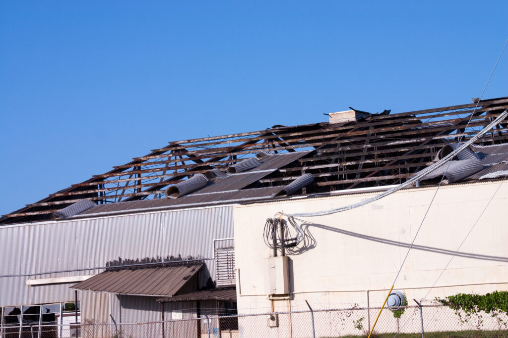 Commercial building destroyed by hurricane winds